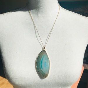4/$20 Quartz Agate Turquoise Pendant Necklace NWOT